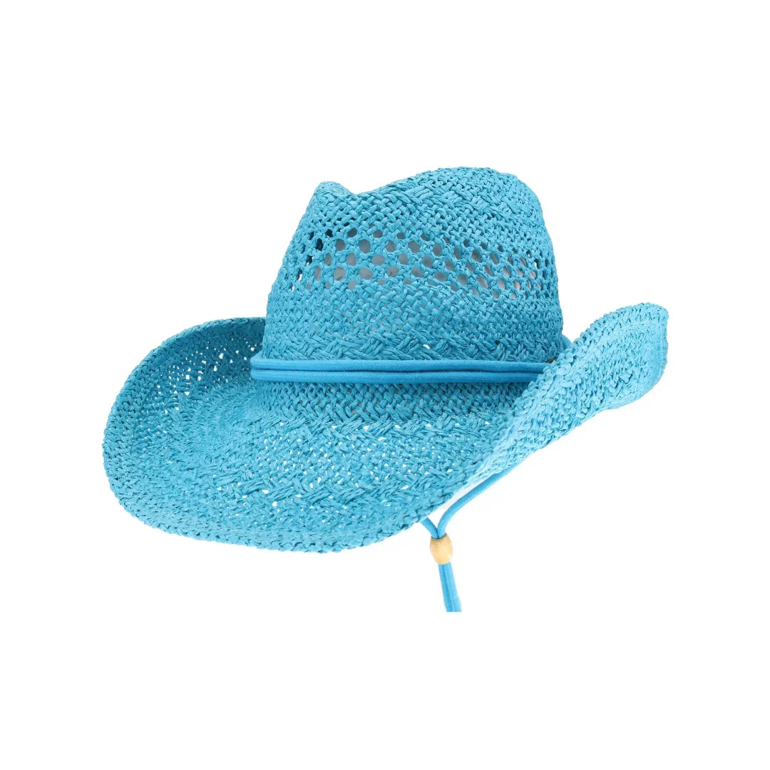 C.C Women's Solid Cowboy Hat with Chin Strap