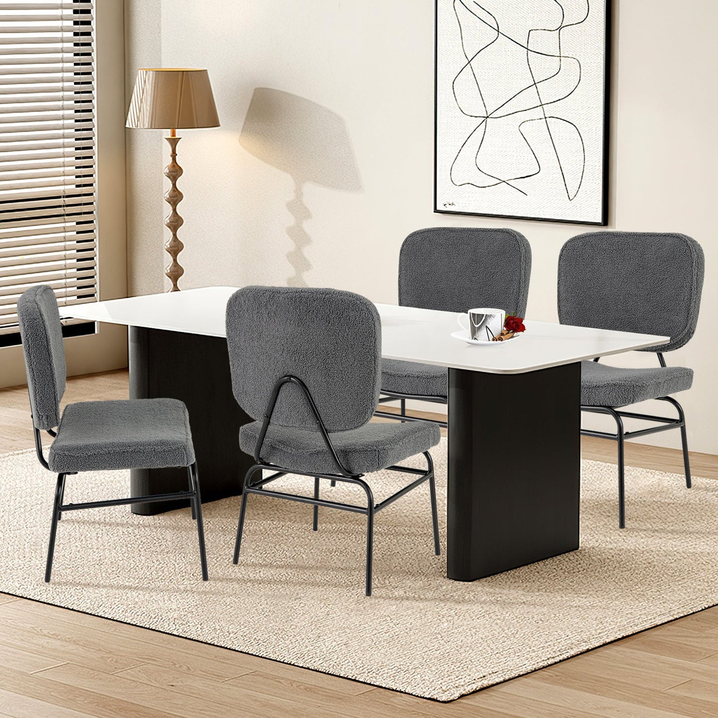 Upholstered Accent Chair Sherpa Reading Chair with Sponge Padding