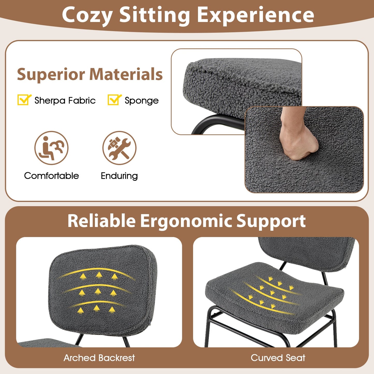 Upholstered Accent Chair Sherpa Reading Chair with Sponge Padding