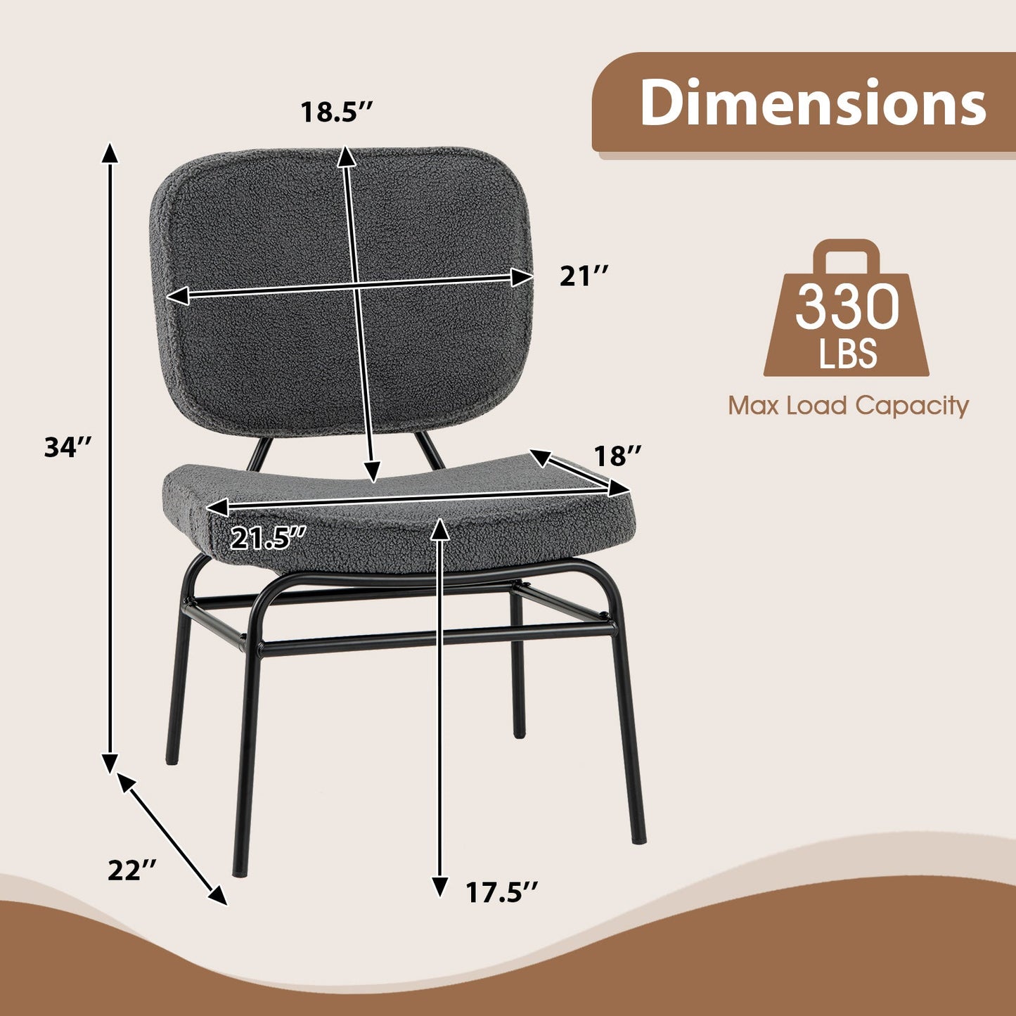 Upholstered Accent Chair Sherpa Reading Chair with Sponge Padding