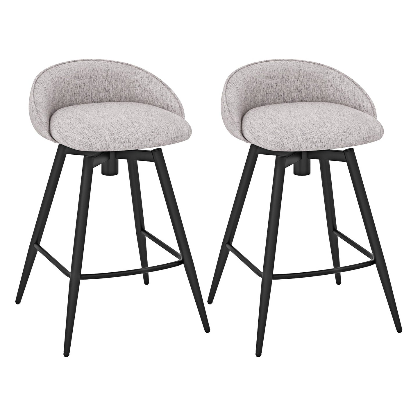 Upholstered Bar Stools Set of 2 with Footrest and Backrest