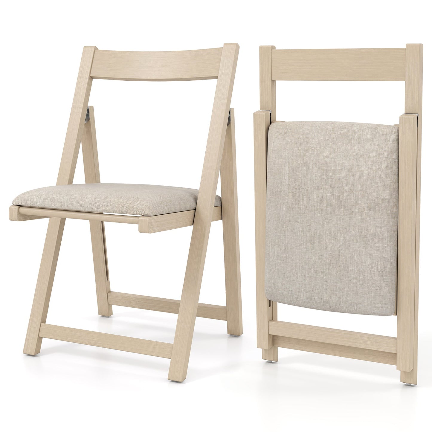 Folding Upholstered Dining Chair Set of 4 with Curved Backrest