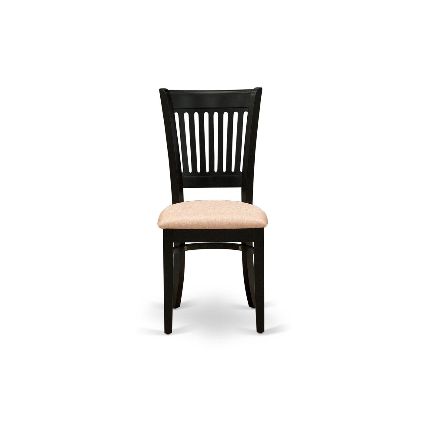 EAST WEST FURNITURE - AMVA3-BLK-C - 3-Pc Modern Dining Table Set- 2 Wood Dining Chair and Dining Room Table - Linen Fabric Seat and Slatted Chair Back (Black Finish)