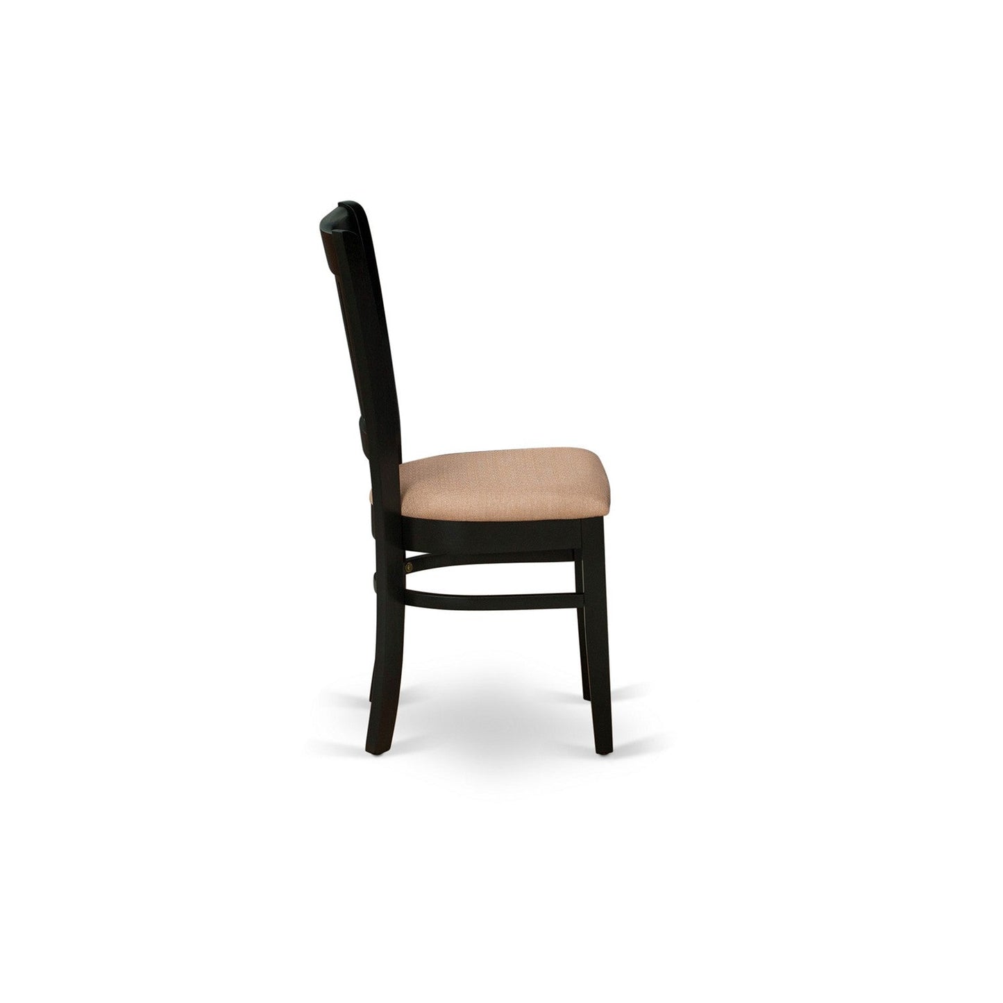 EAST WEST FURNITURE - AMVA5-BLK-C - 5-Pc Dining Room Table Set- 4 Kitchen Chair and Modern dining room table - Linen Fabric Seat and Slatted Chair Back (Black Finish)
