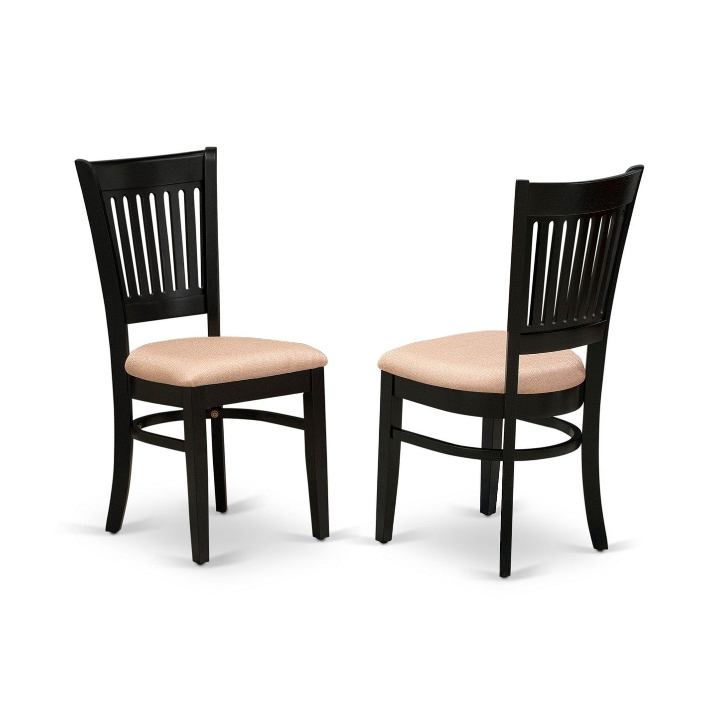 EAST WEST FURNITURE - AMVA5-BLK-C - 5-Pc Dining Room Table Set- 4 Kitchen Chair and Modern dining room table - Linen Fabric Seat and Slatted Chair Back (Black Finish)