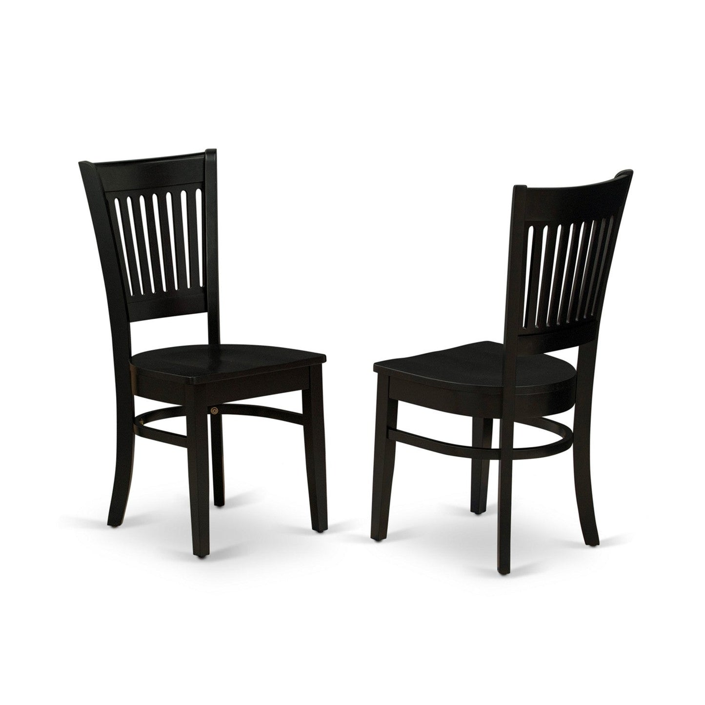 EAST WEST FURNITURE - AMVA5-BLK-W - 5-Piece Kitchen Dining Set- 4 Dining Chair and Modern Round Dining Table - Wooden Seat and Slatted Chair Back (Black Finish)