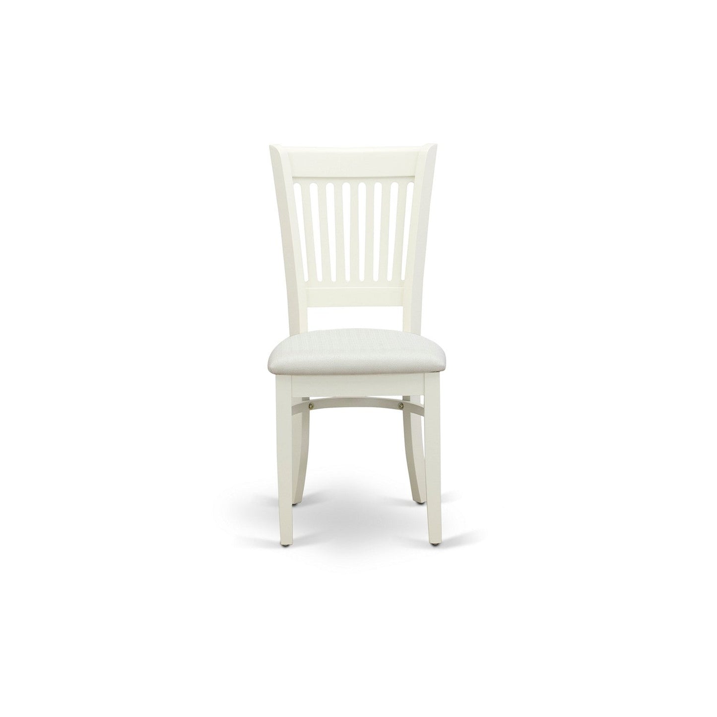 EAST WEST FURNITURE - AMVA3-LWH-C - 3-Piece Dinette Set- 2 Dining Room Chair and Round Dining Table - Linen Fabric Seat and Slatted Chair Back (linen white Finish)