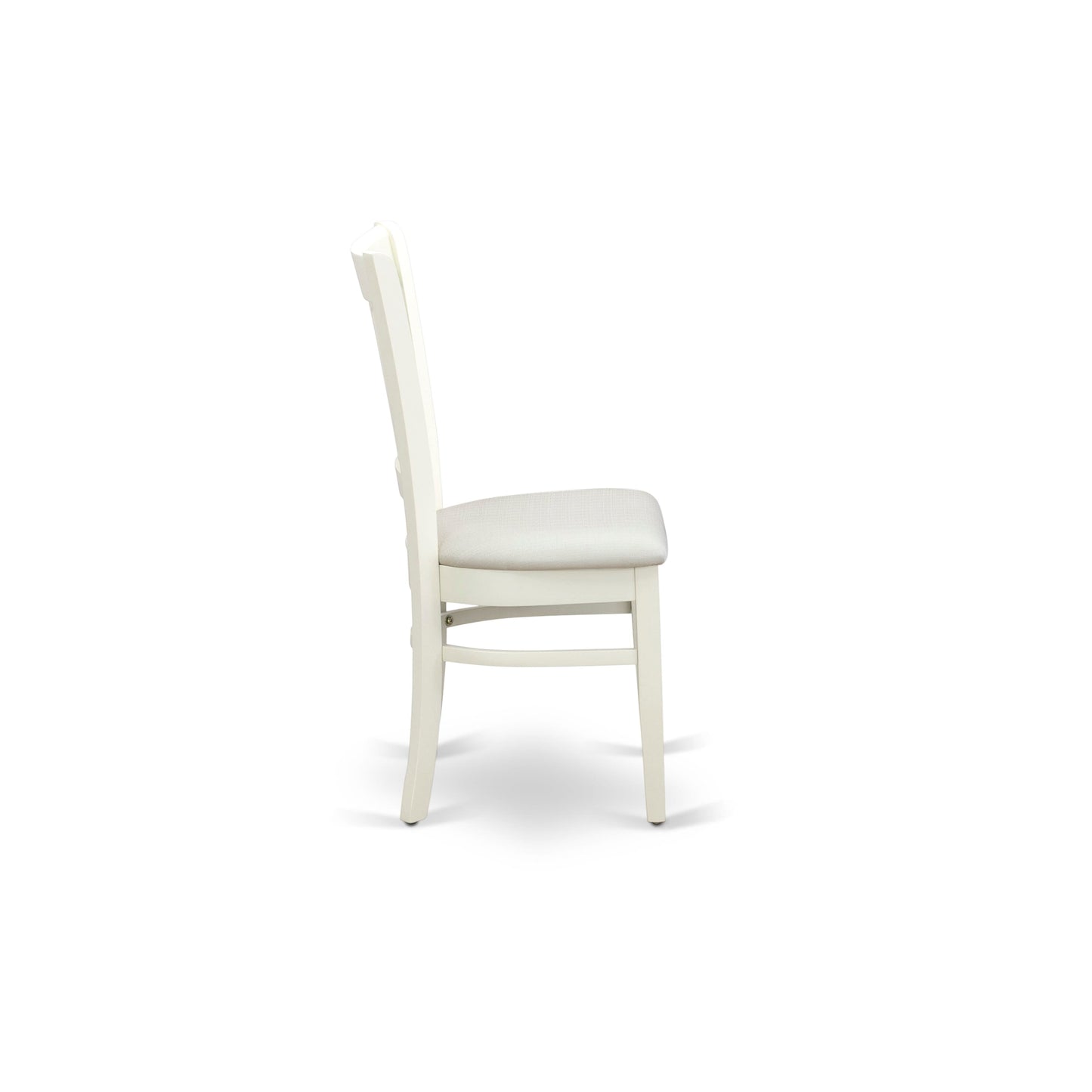 EAST WEST FURNITURE - AVVA7-LWH-C - 7-Piece Dining Table Set- 6 Dining Chairs with Linen Fabric Seat and Slatted Chair Back - Removable leaf Modern Oval Dining Table - linen white Finish