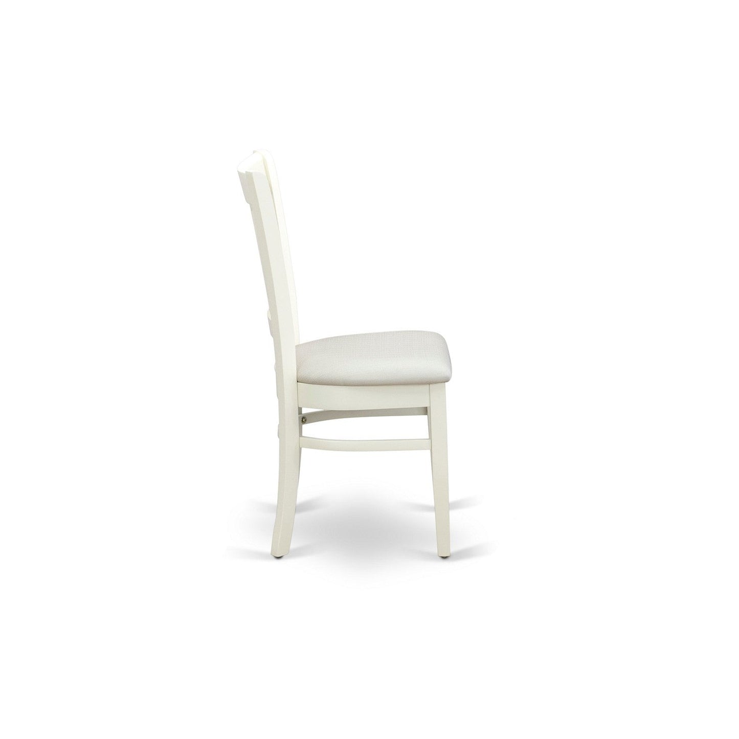 EAST WEST FURNITURE - ANVA5-LWH-C - 5-Piece Dining Table Set- 4 dining room chairs and Wooden Dining Table - Linen Fabric Seat and Slatted Chair Back (linen white Finish)