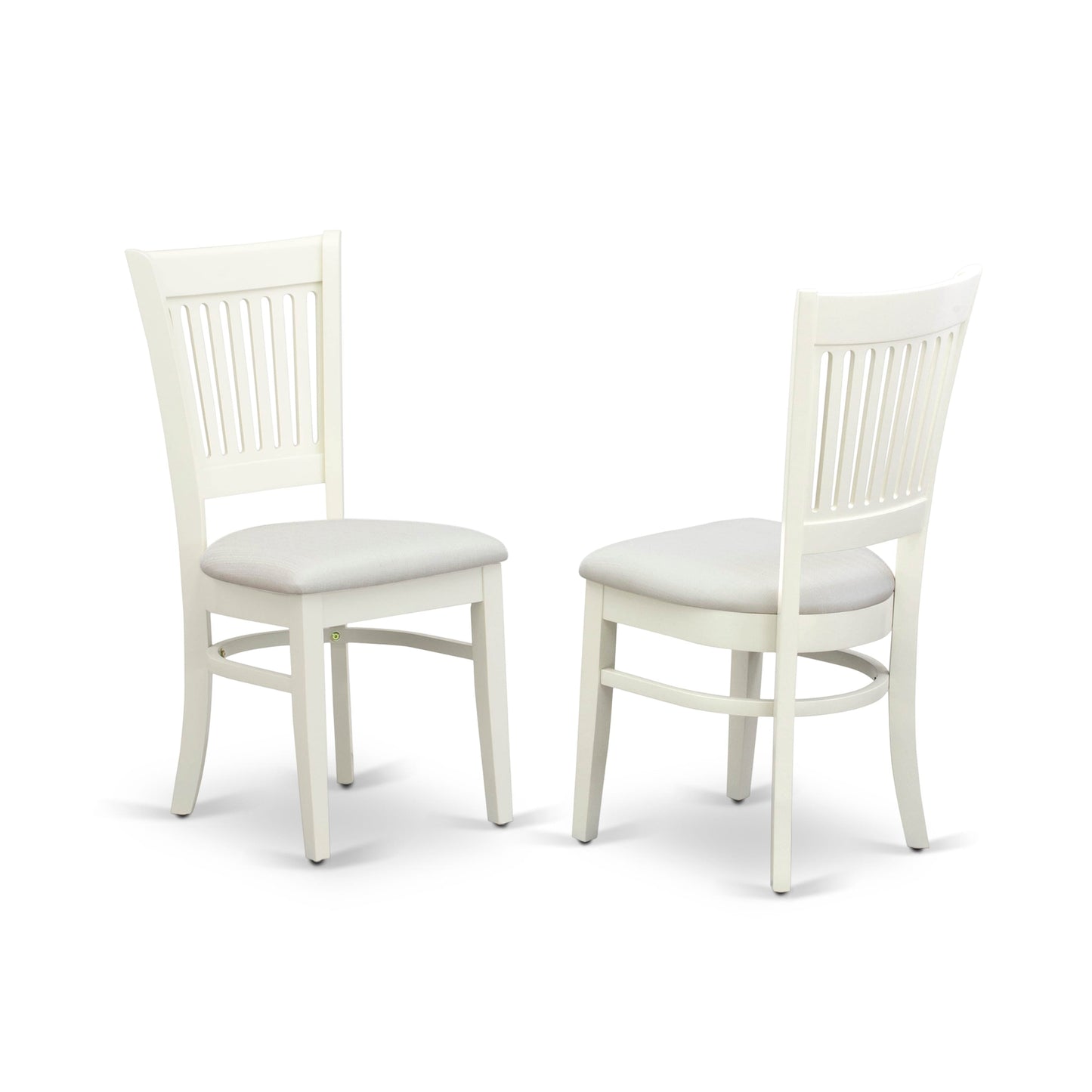 EAST WEST FURNITURE - AVVA7-LWH-C - 7-Piece Dining Table Set- 6 Dining Chairs with Linen Fabric Seat and Slatted Chair Back - Removable leaf Modern Oval Dining Table - linen white Finish
