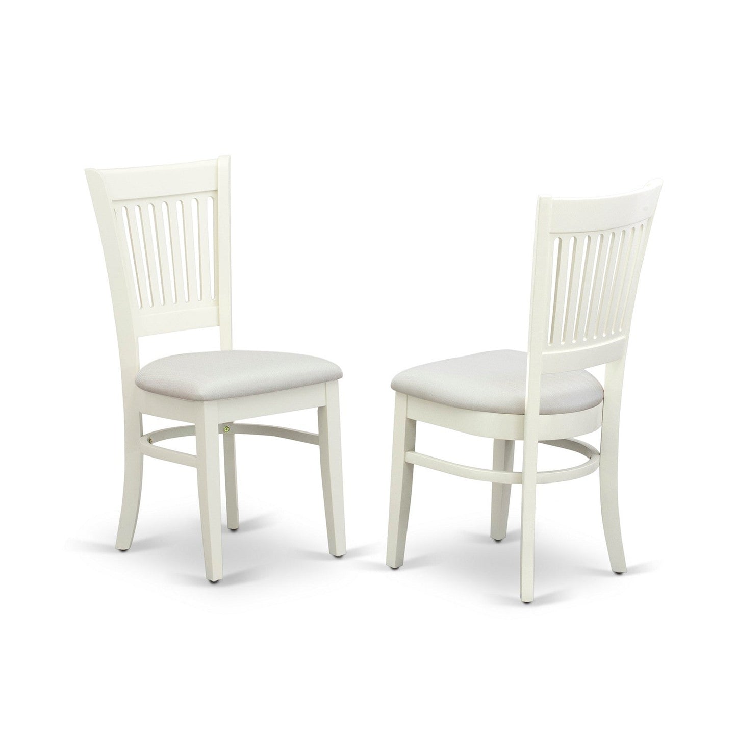 EAST WEST FURNITURE - AMVA3-LWH-C - 3-Piece Dinette Set- 2 Dining Room Chair and Round Dining Table - Linen Fabric Seat and Slatted Chair Back (linen white Finish)