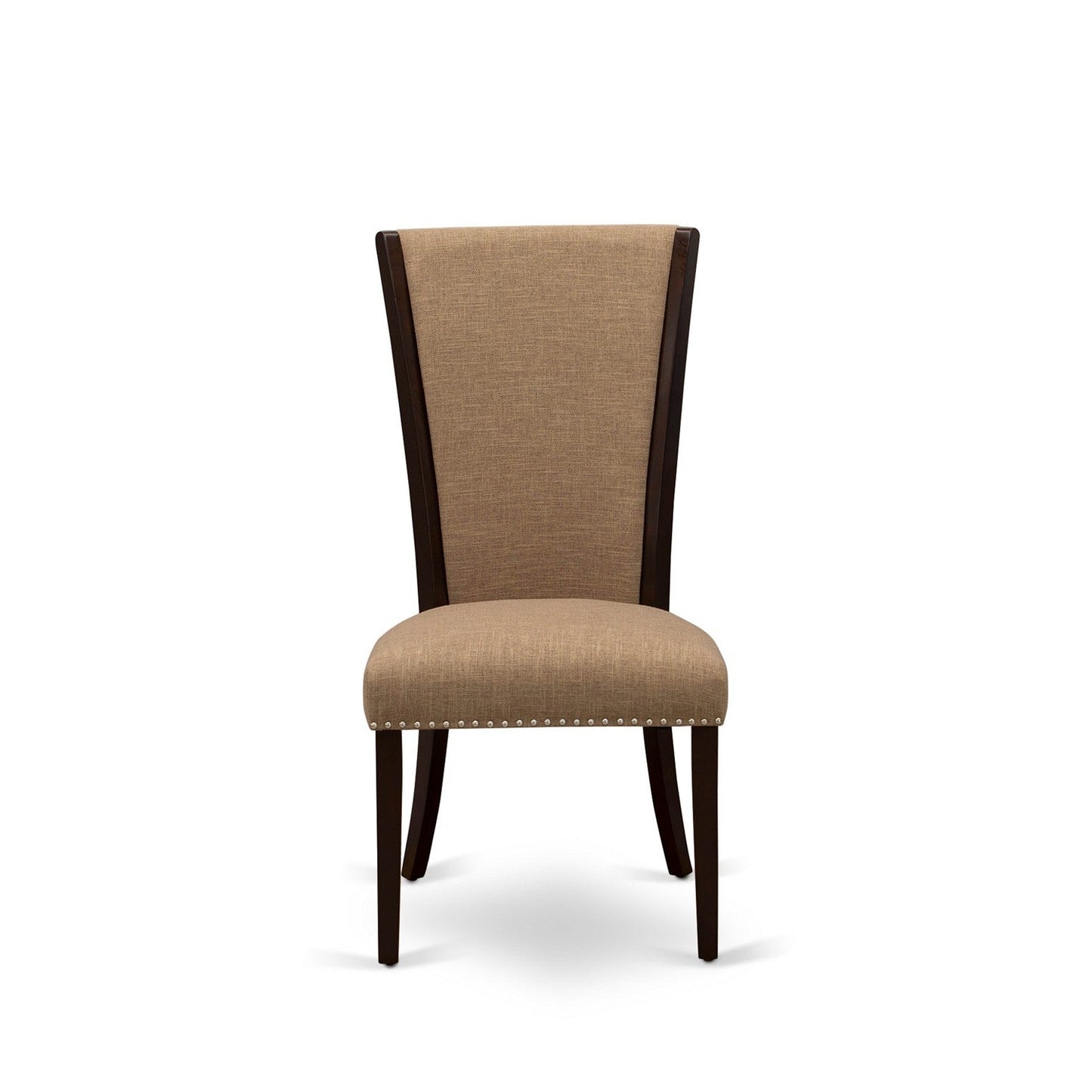 EAST WEST FURNITURE - ANVE3-MAH-47 - 3 Pc Kitchen Dining Set - 2 Light Sable Linen Fabric Parson Dining Chairs with High Back and 1 Modern Kitchen Table - Mahogany Finish