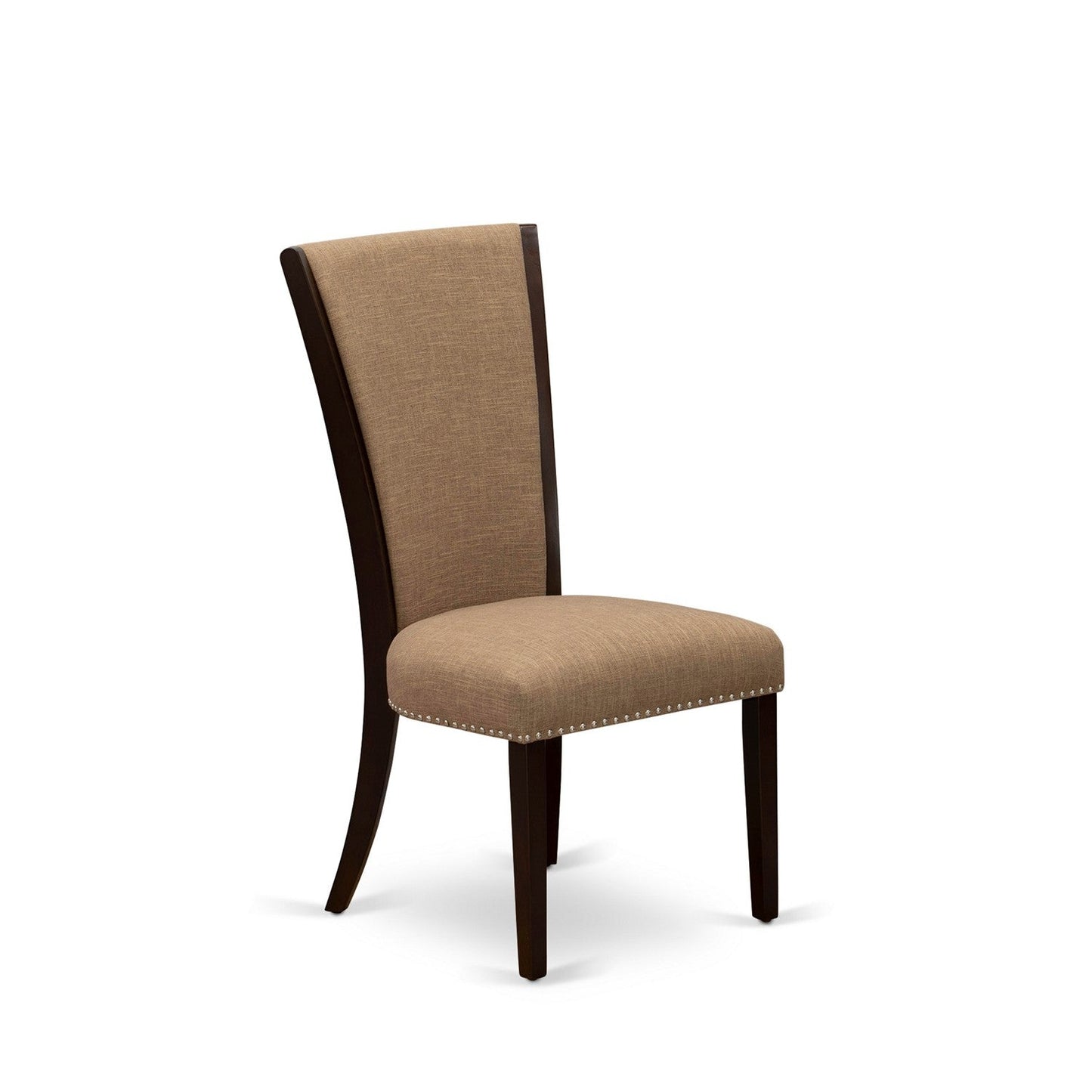 EAST WEST FURNITURE - ANVE3-MAH-47 - 3 Pc Kitchen Dining Set - 2 Light Sable Linen Fabric Parson Dining Chairs with High Back and 1 Modern Kitchen Table - Mahogany Finish
