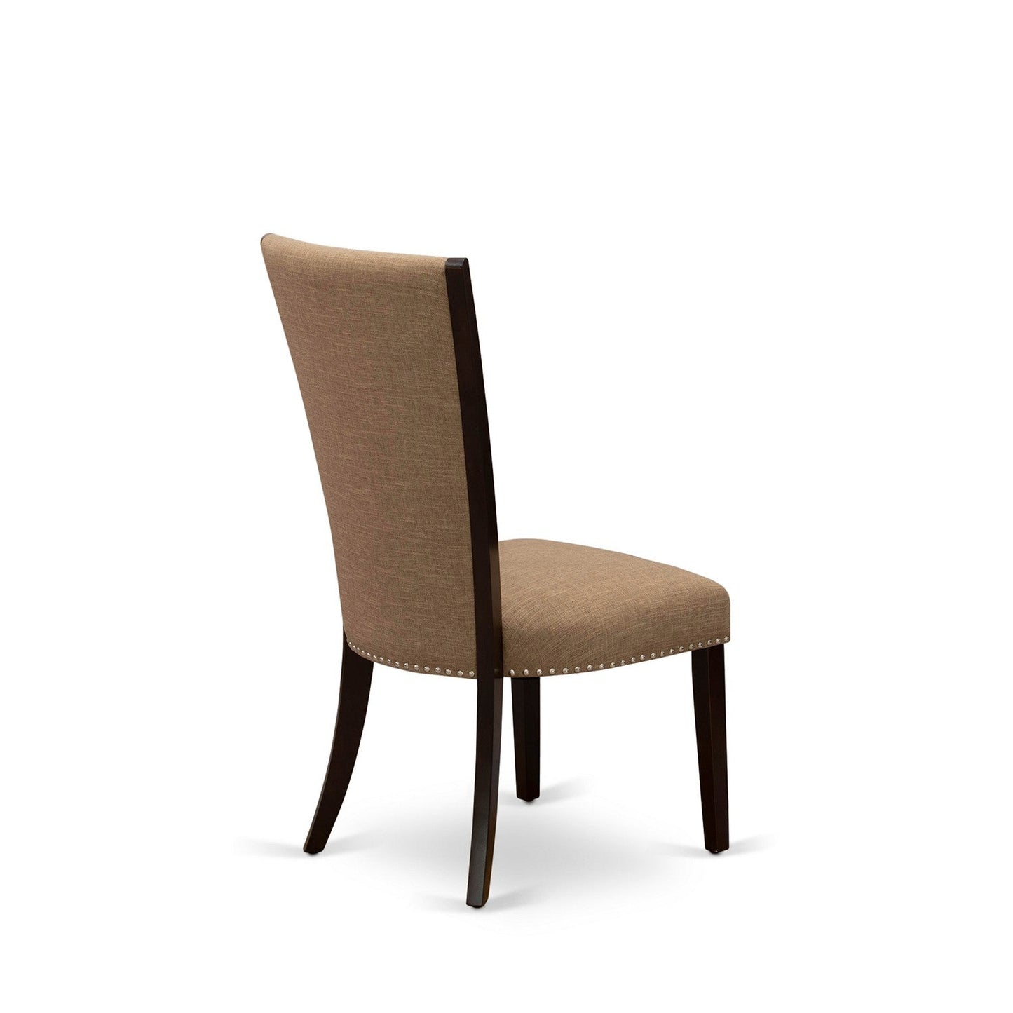 EAST WEST FURNITURE - CAVE5-MAH-47 - 5 Piece Kitchen Table Set - 4 Light Sable Linen Fabric Parson Dining Room Chairs with High Back and 1 Gorgeous Dining Table - Mahogany Finish