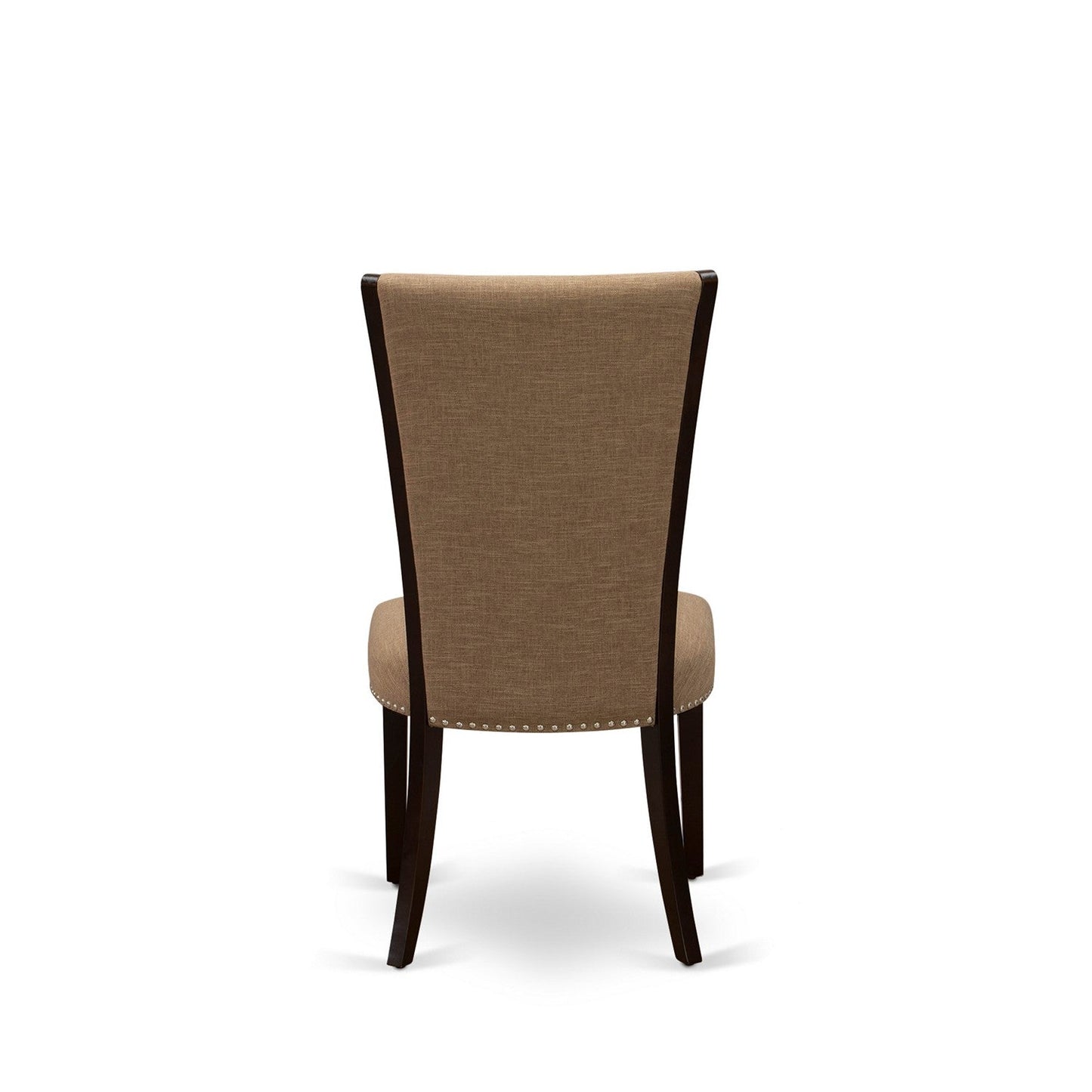 EAST WEST FURNITURE - CAVE7-MAH-47 - 7 Pc Modern Dining Table Set - 6 Light Sable Linen Fabric Kitchen Chairs with High Back and 1 Dining Table - Mahogany Finish