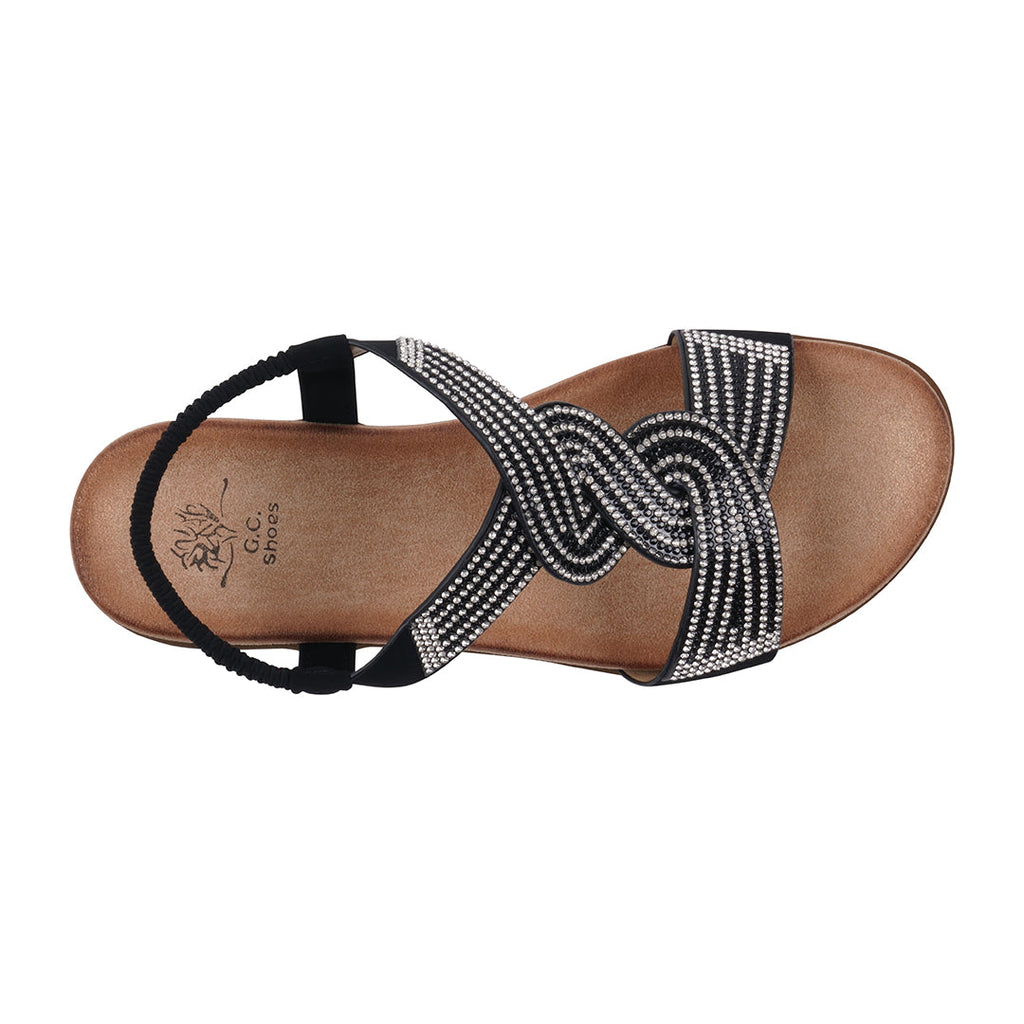 Women's Vianna Black Embellished Flat Sandals