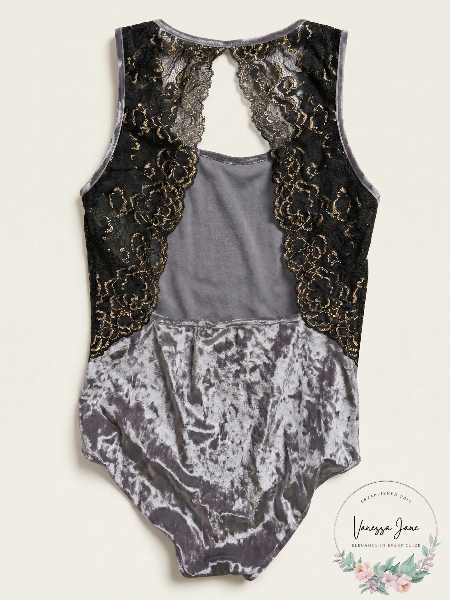 I.N.C. Women?s Velvet and Lace Bodysuit, Size Medium