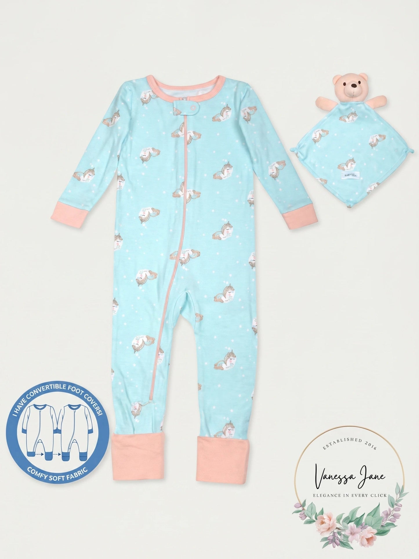 Max & Olivia Baby Girls 2-Pc. Fair-Isle-Print Pajama & Deer Blankie Baby Set
