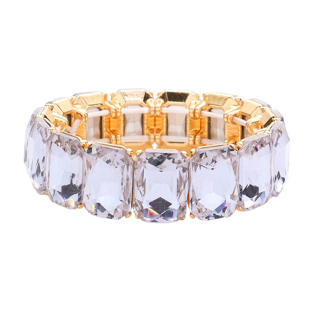 Emerald Cut Stone Stretch Evening Bracelet