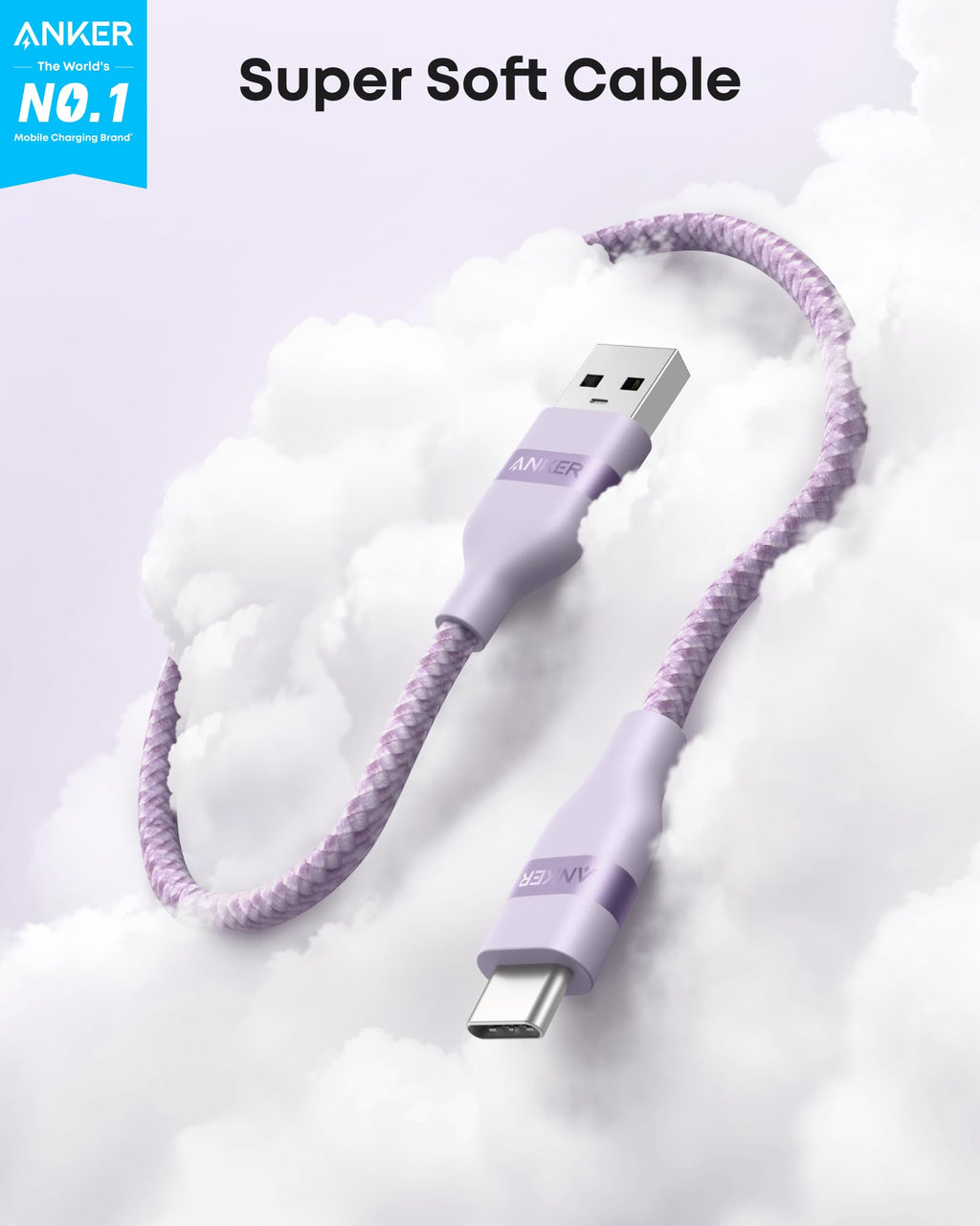 Câble Anker USB-A vers USB-C (0,9 m / 1,8 m, tressé recyclé)
