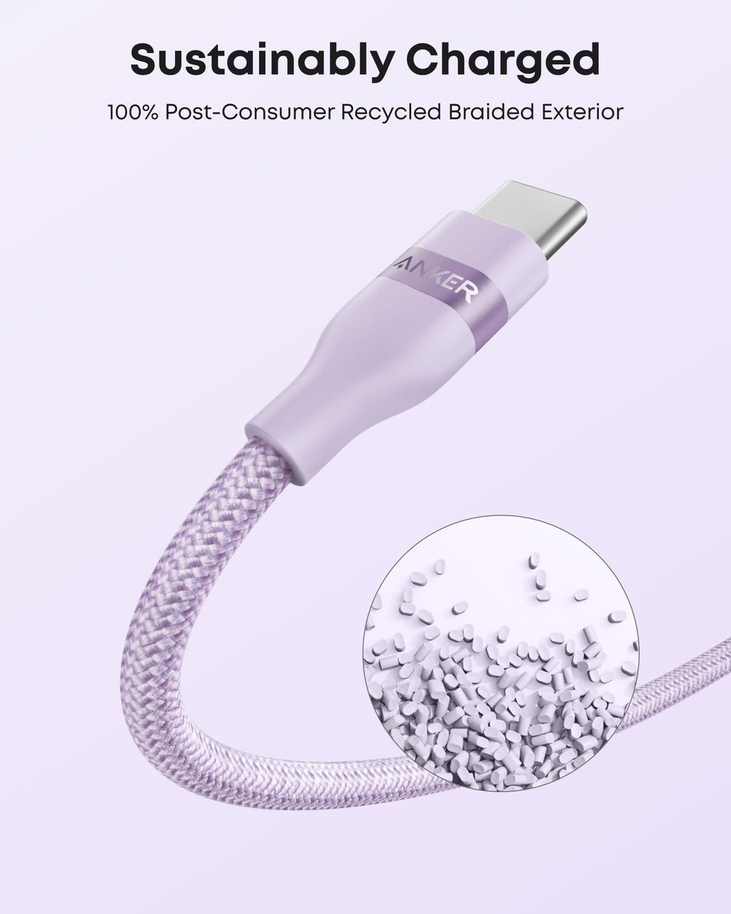 Câble Anker USB-A vers USB-C (0,9 m / 1,8 m, tressé recyclé)