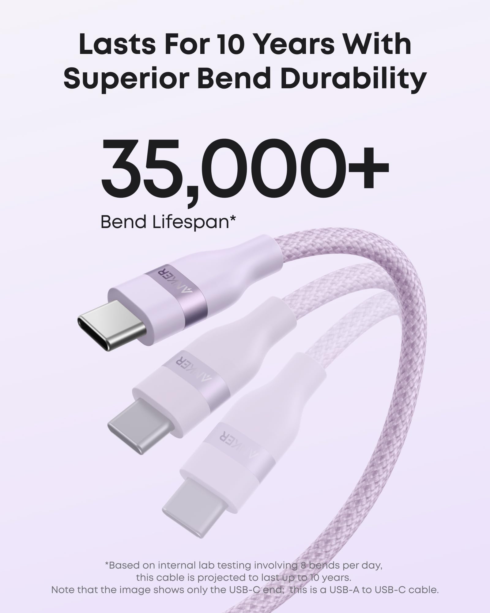 Câble Anker USB-A vers USB-C (0,9 m / 1,8 m, tressé recyclé)