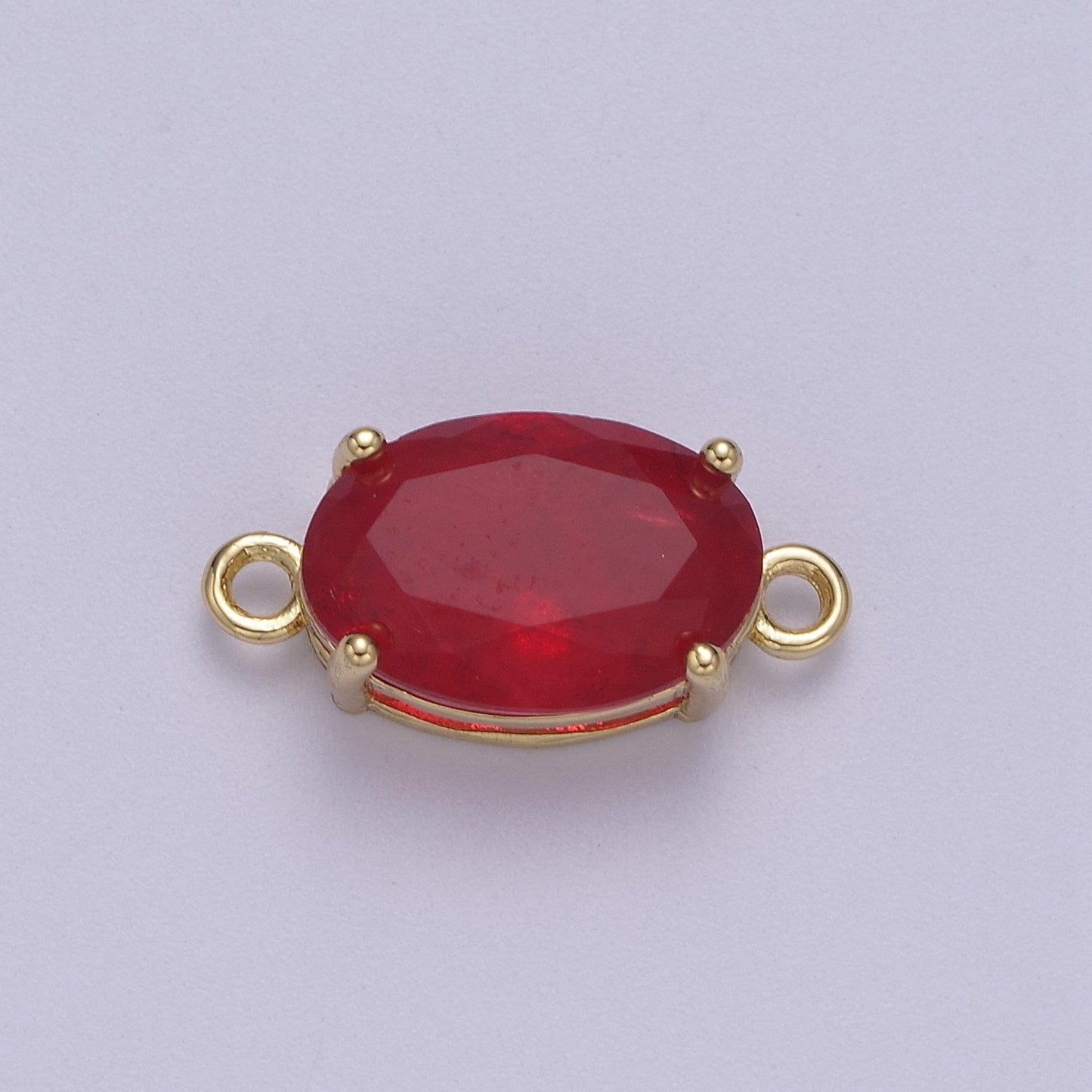 Oval Solitaire CZ Birthstone Charm Connector Geometric Diamond Cut Dainty Cubic Zirconia Connector for Necklace Earring Supply F-661-F-673