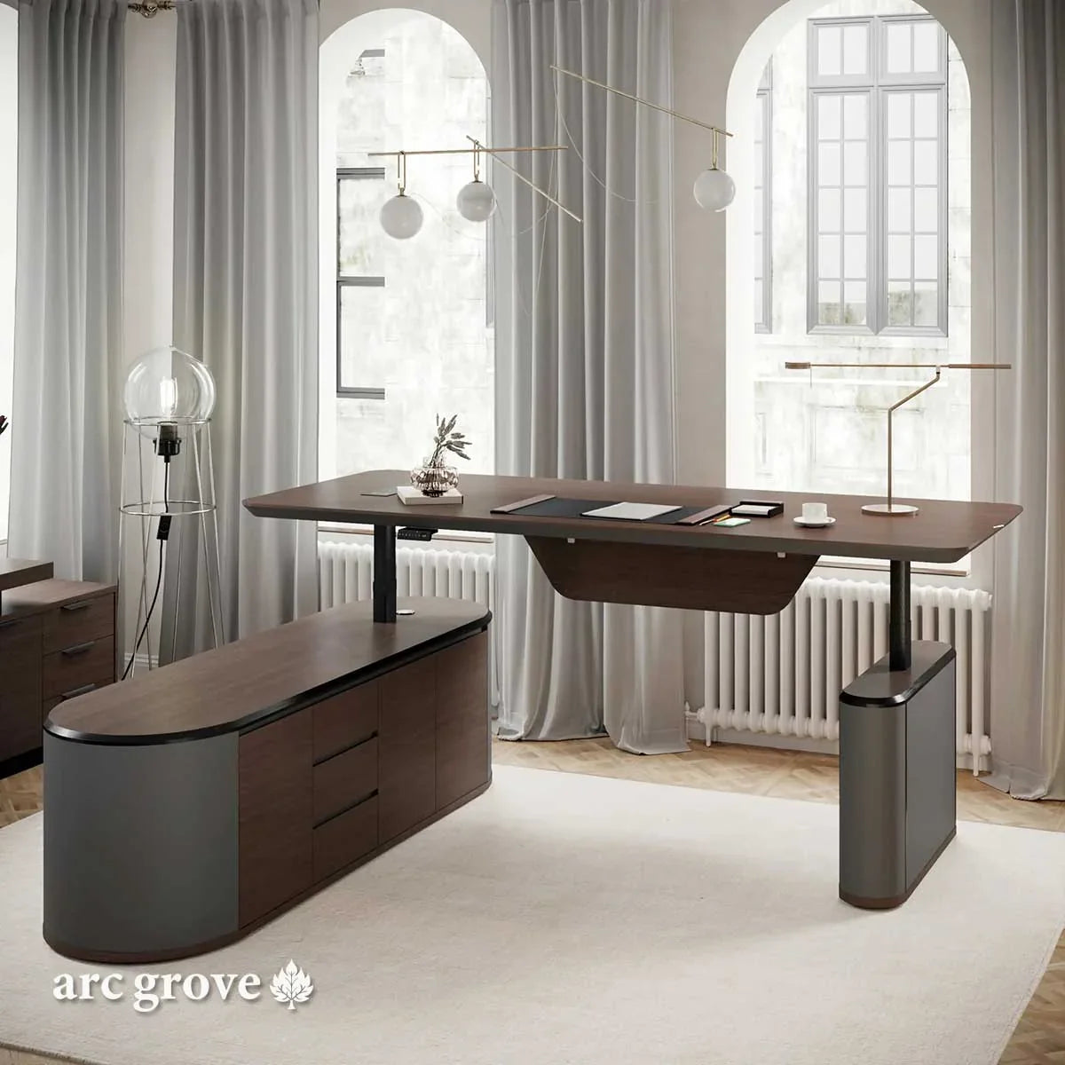 Sawyer · L-Shaped Executive Standing Desk, Adjustable Height