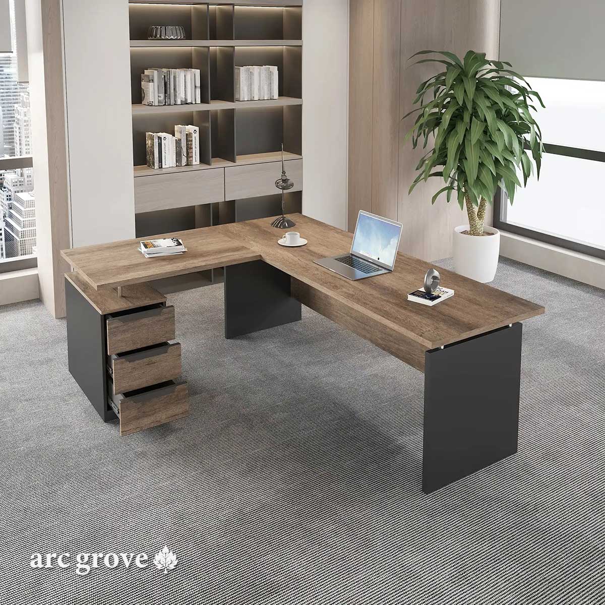 Harwood · Small L-Shaped Executive Desk