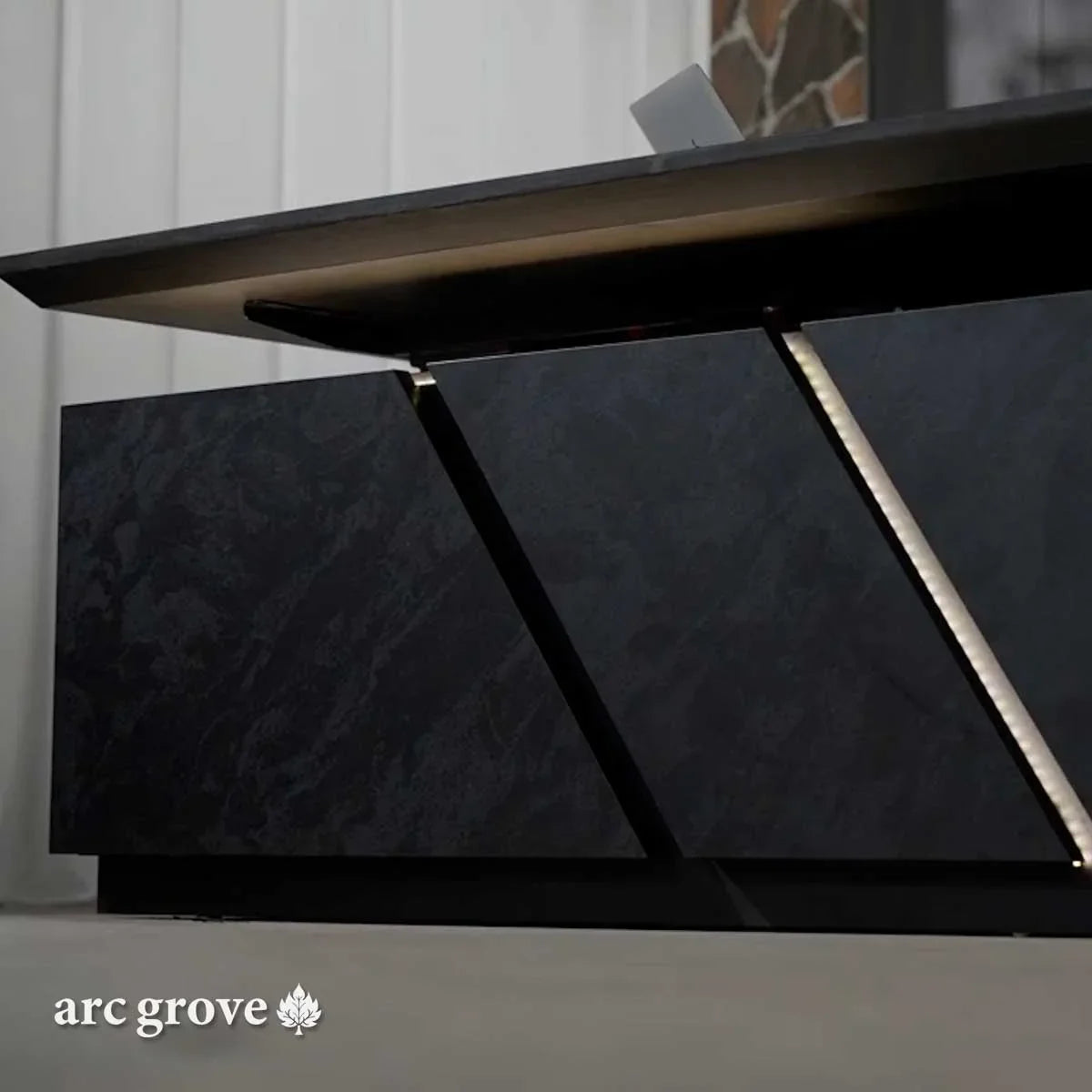 Maverick · Standing L-Shaped Executive Desk, Adjustable Height