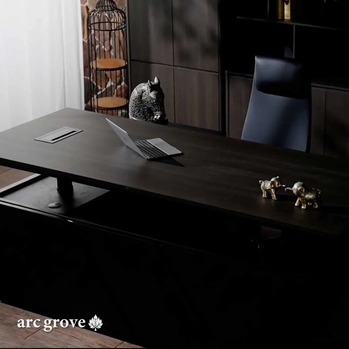Maverick · Standing L-Shaped Executive Desk, Adjustable Height