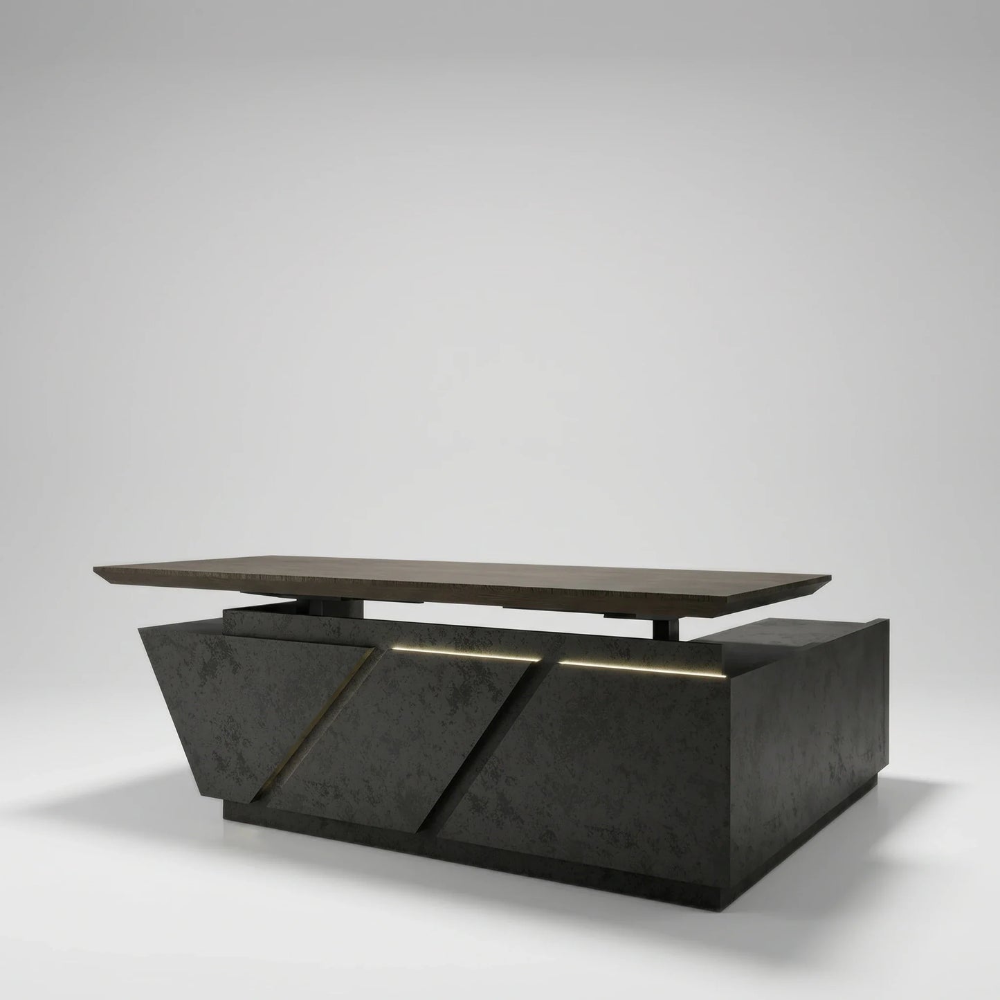 Maverick · Standing L-Shaped Executive Desk, Adjustable Height