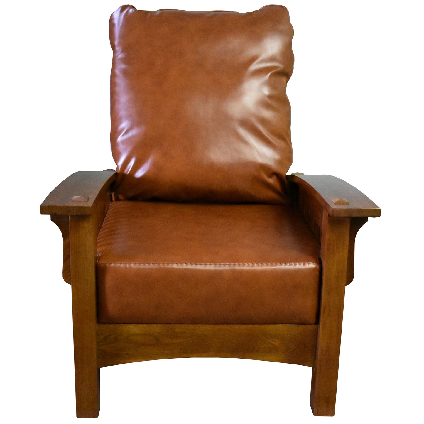 Craftsman-Mission Morris Arm Chair & Ottoman Set-Russet Brown Leather