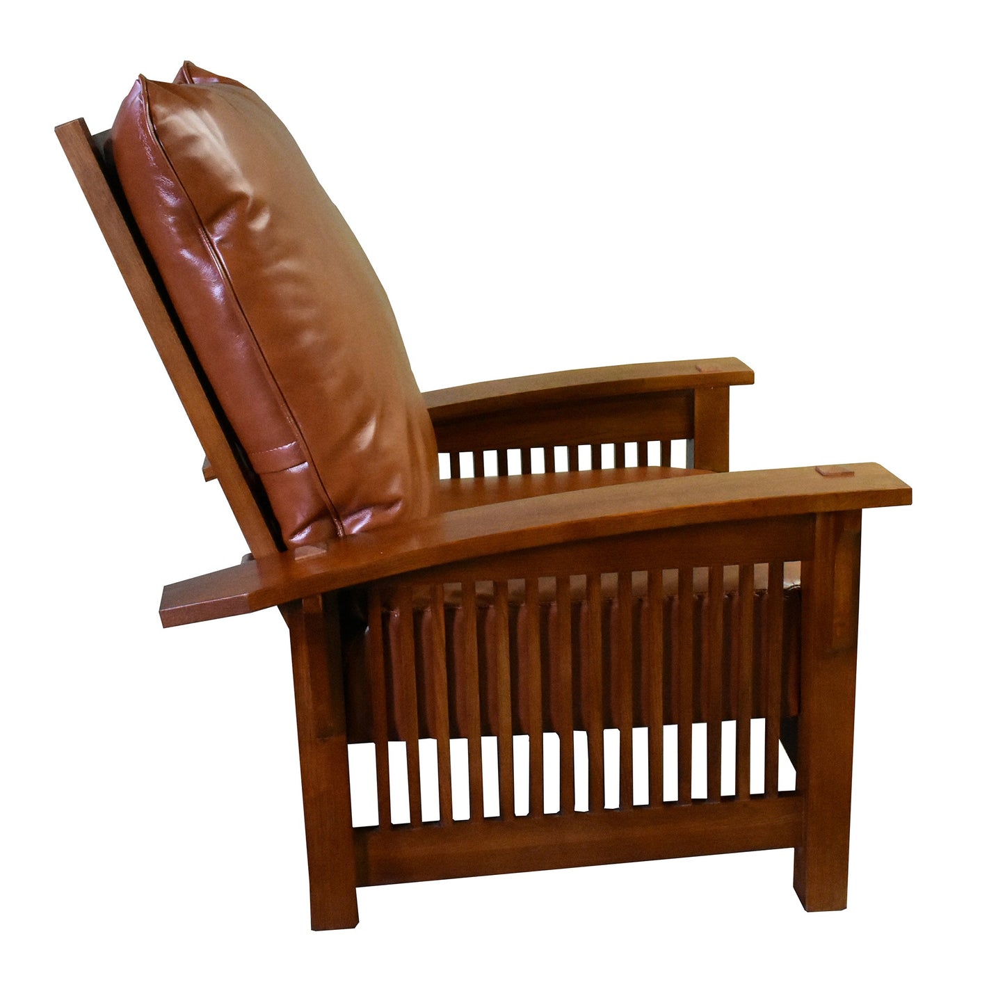 Craftsman-Mission Morris Arm Chair & Ottoman Set-Russet Brown Leather