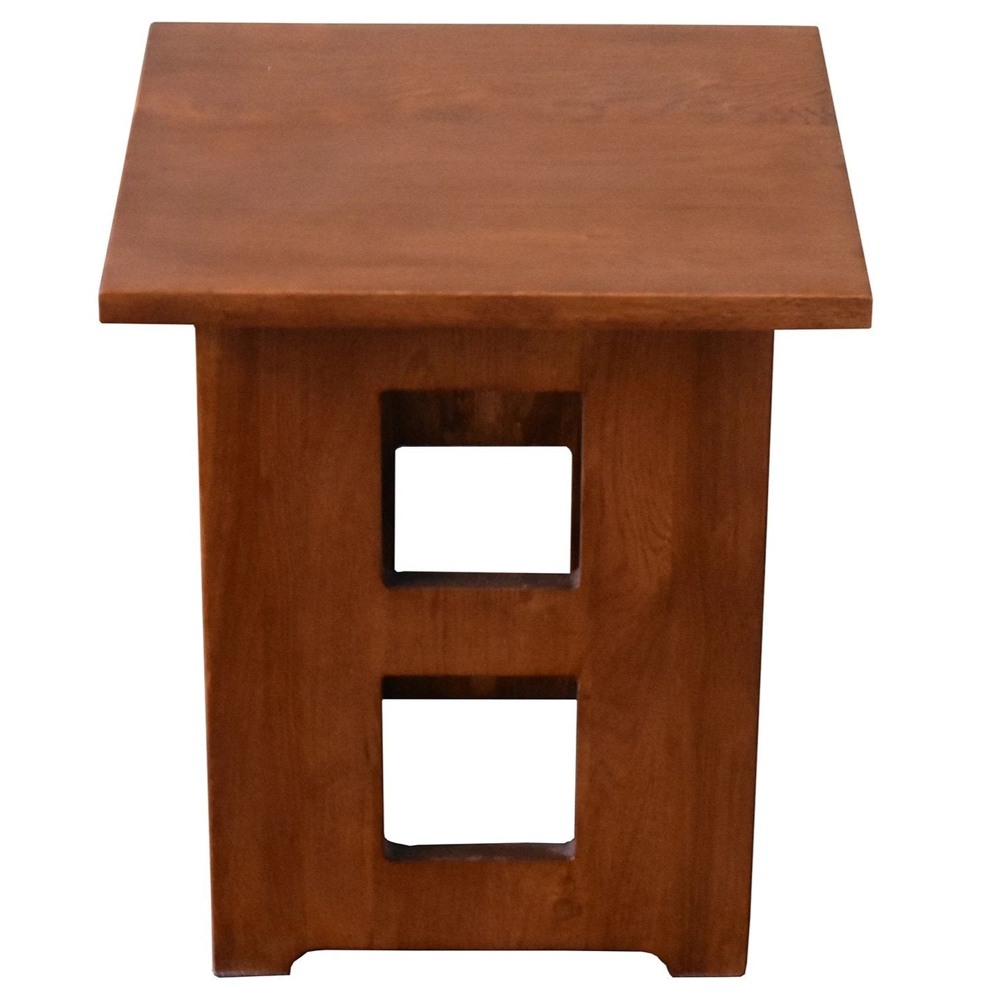 Mission Solid Oak Square End Table with Cut Outs - Michael's Cherry (MC1)