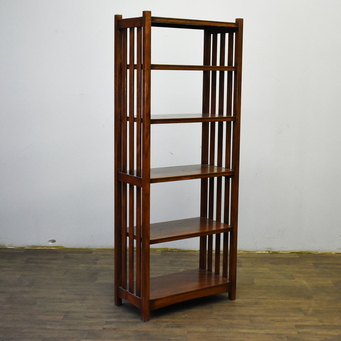 Mission Spindle Side 5 Shelf Bookcase - Walnut (W1)
