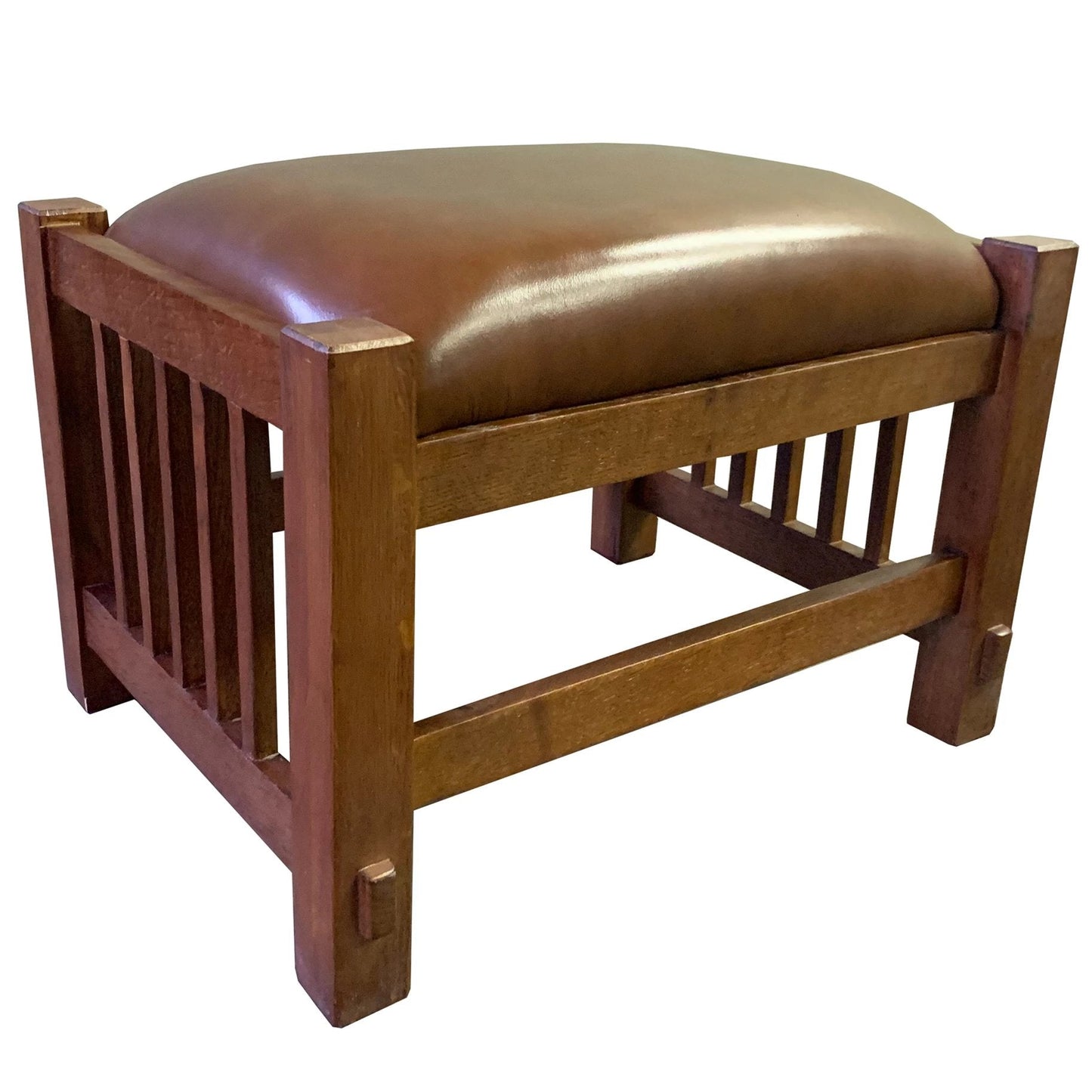 Craftsman-Mission Morris Arm Chair & Ottoman Set-Russet Brown Leather