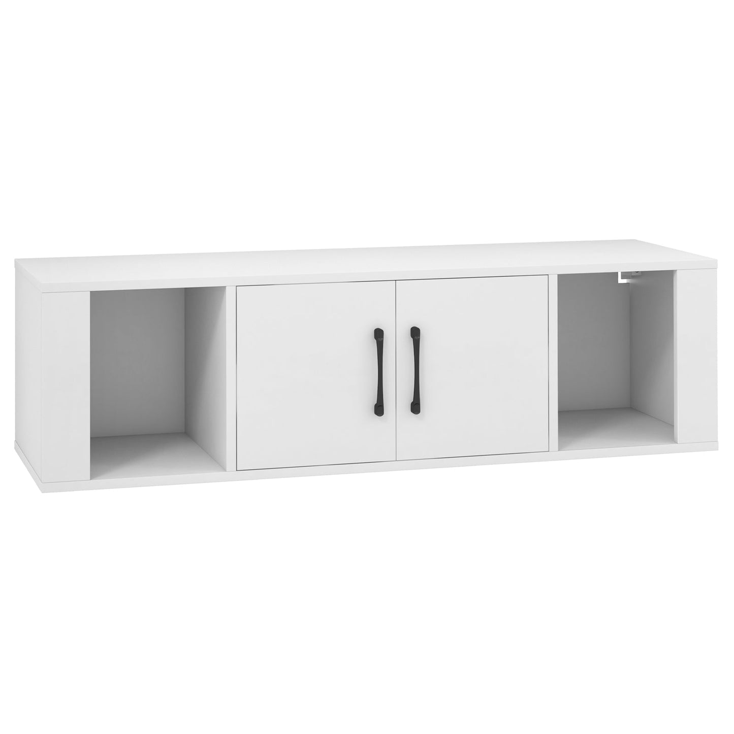 Wall Mounted Floating 2 Door Desk Hutch Storage Shelves