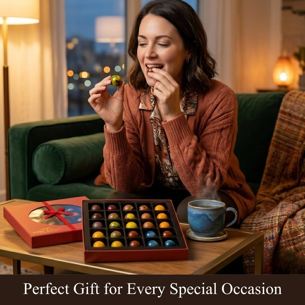 Andy Anand Sugar-Free Monet Chocolate Truffles & Pralines, 25 pc – 60% Cacao, Keto & Diabetic-Friendly, Luxury Birthday & Holiday Gift Box
