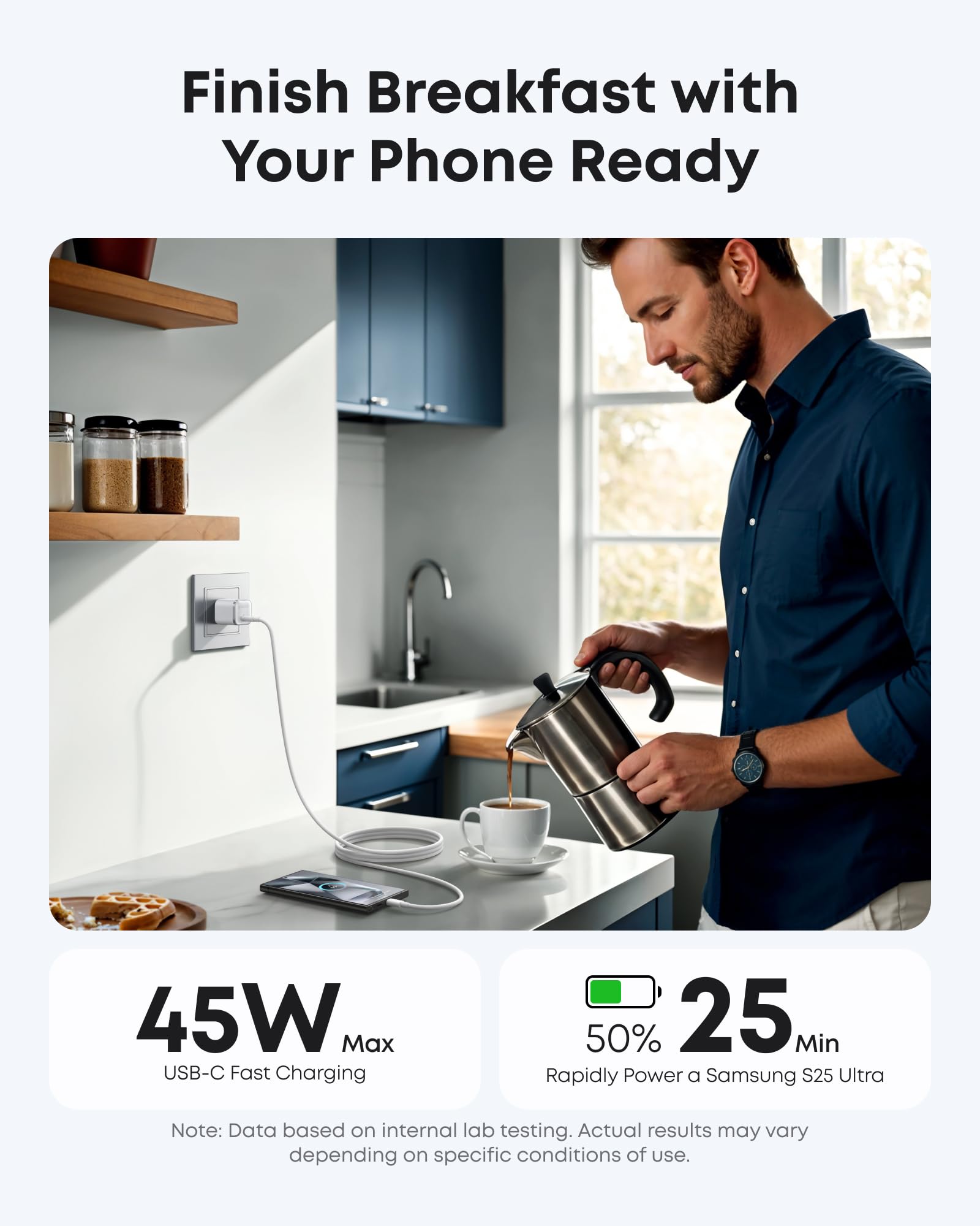 Chargeur Anker Nano (45W) avec câble USB-C vers USB-C