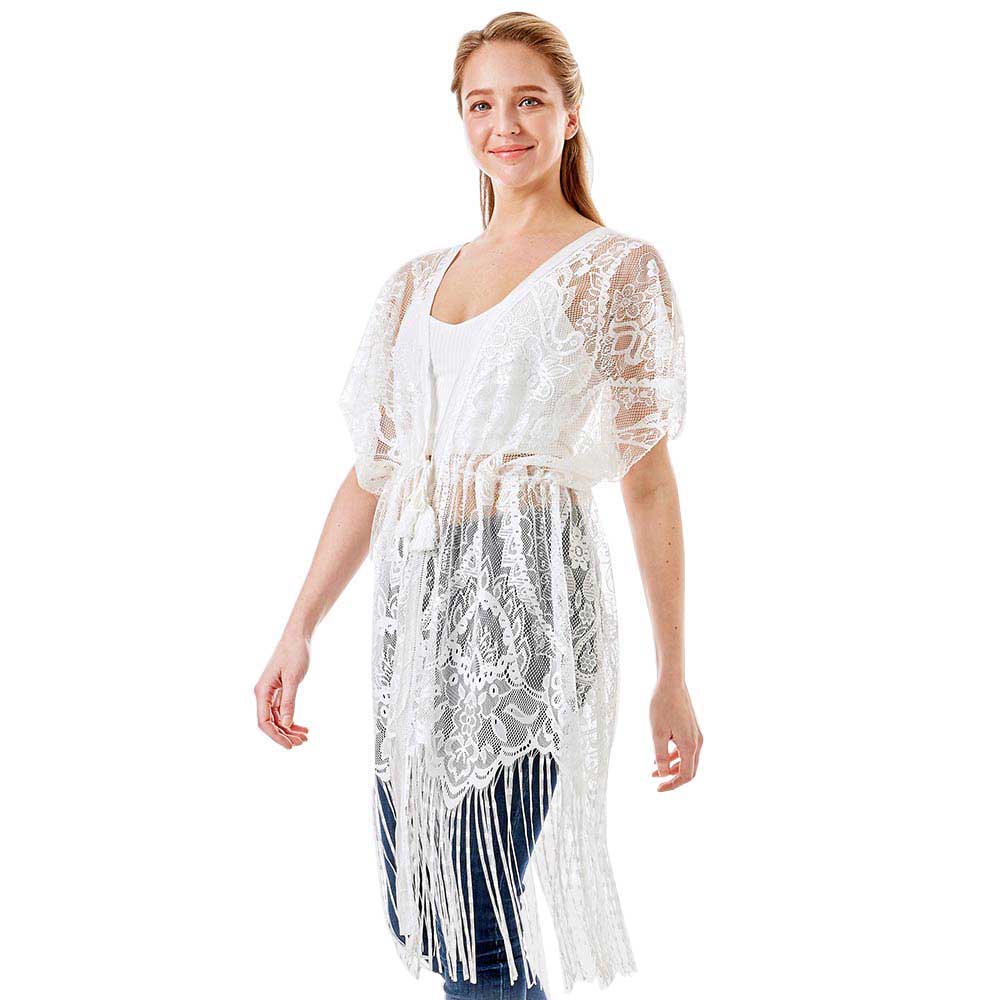 Paisley Crochet Lace Fringe Cover Up Poncho