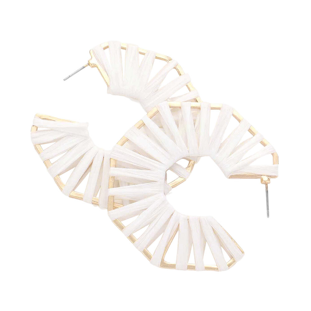 Raffia Wrapped Octagon Hoop Earrings