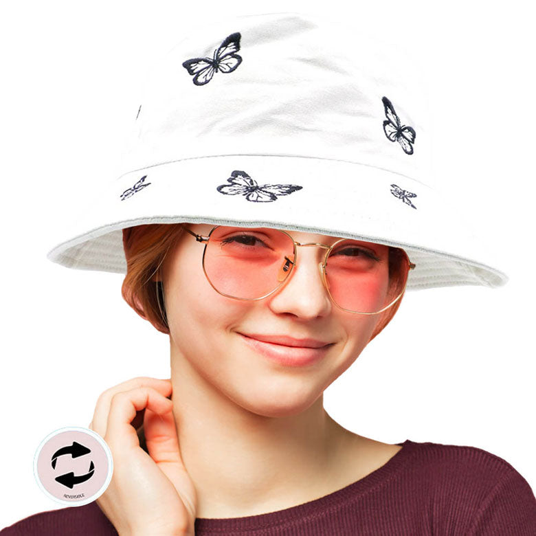Reversible Butterfly Pattern Bucket Hat