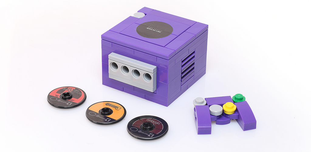 Console de jeu vidéo personnalisée Pretendo BrickCube 2001 fabriquée avec des pièces LEGO