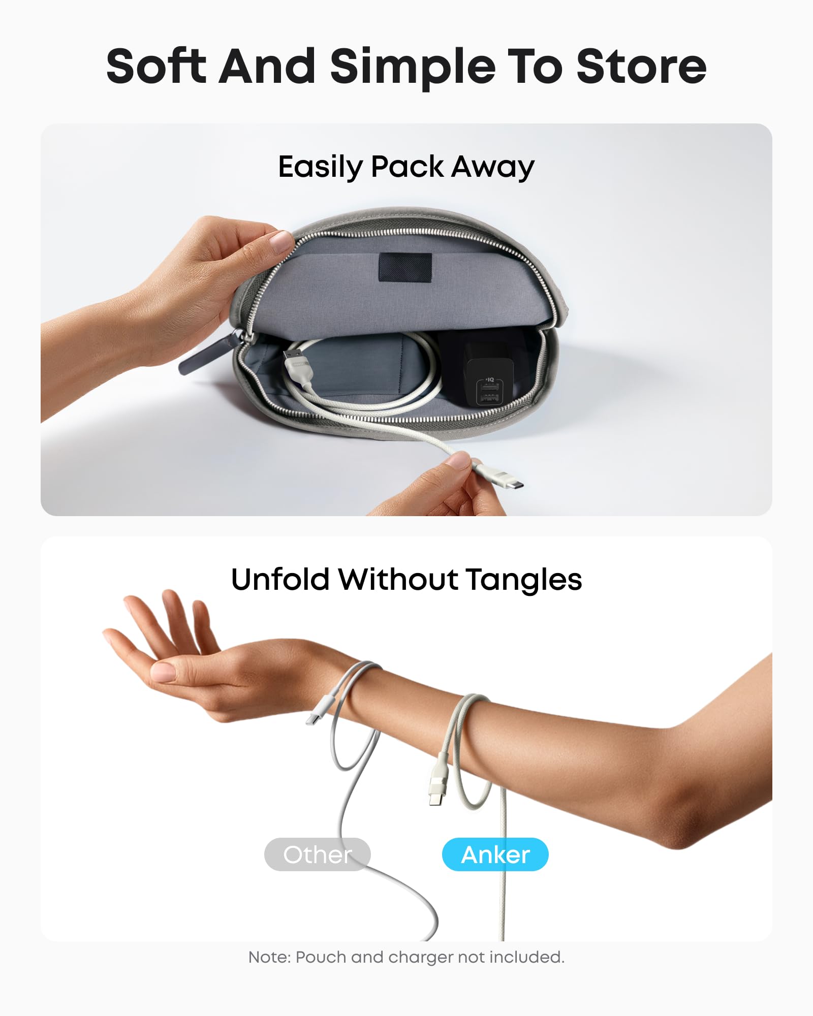Câble Anker USB-A vers USB-C (0,9 m / 1,8 m, tressé recyclé)
