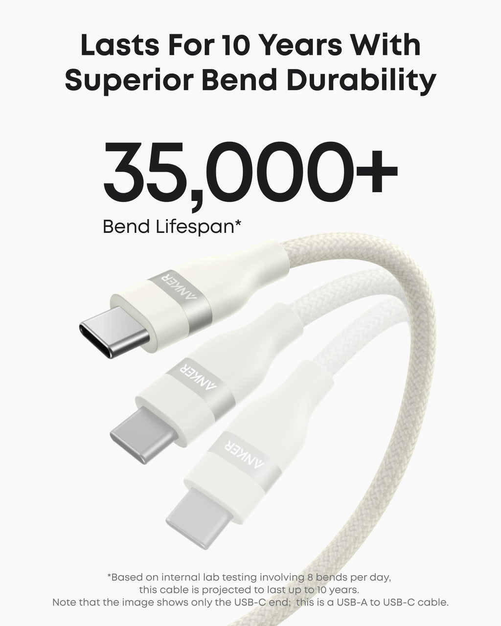 Câble Anker USB-A vers USB-C (0,9 m / 1,8 m, tressé recyclé)