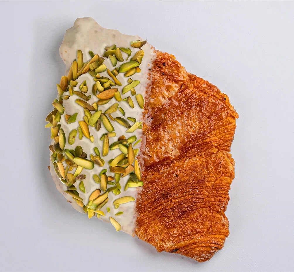 Andy Anand Sugar-Free White Chocolate Pistachio Croissant Cake, 10 pc, 2 lb – Keto & Diabetic-Friendly, Hand-Rolled Birthday Gift Box
