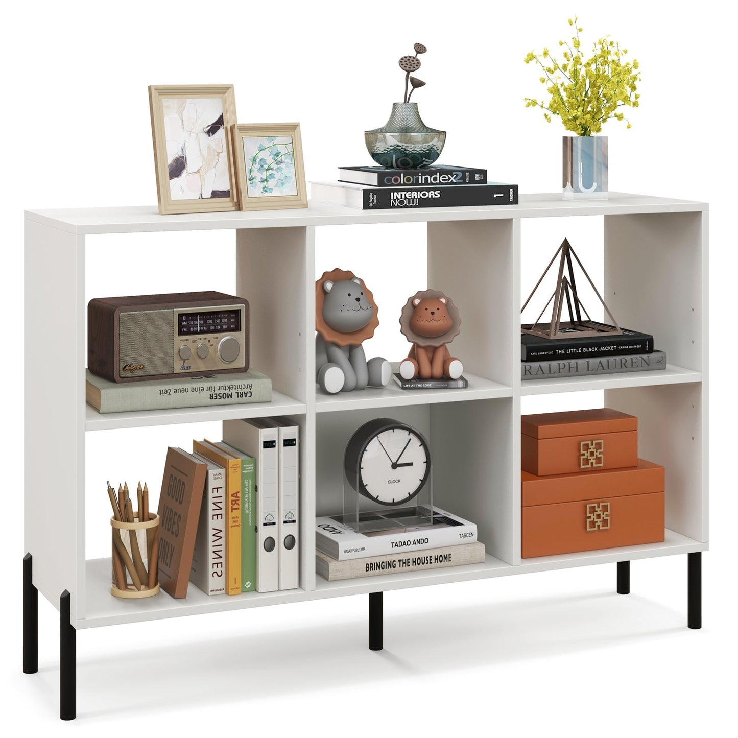 Open-Back Bookshelf with Drawer for Study