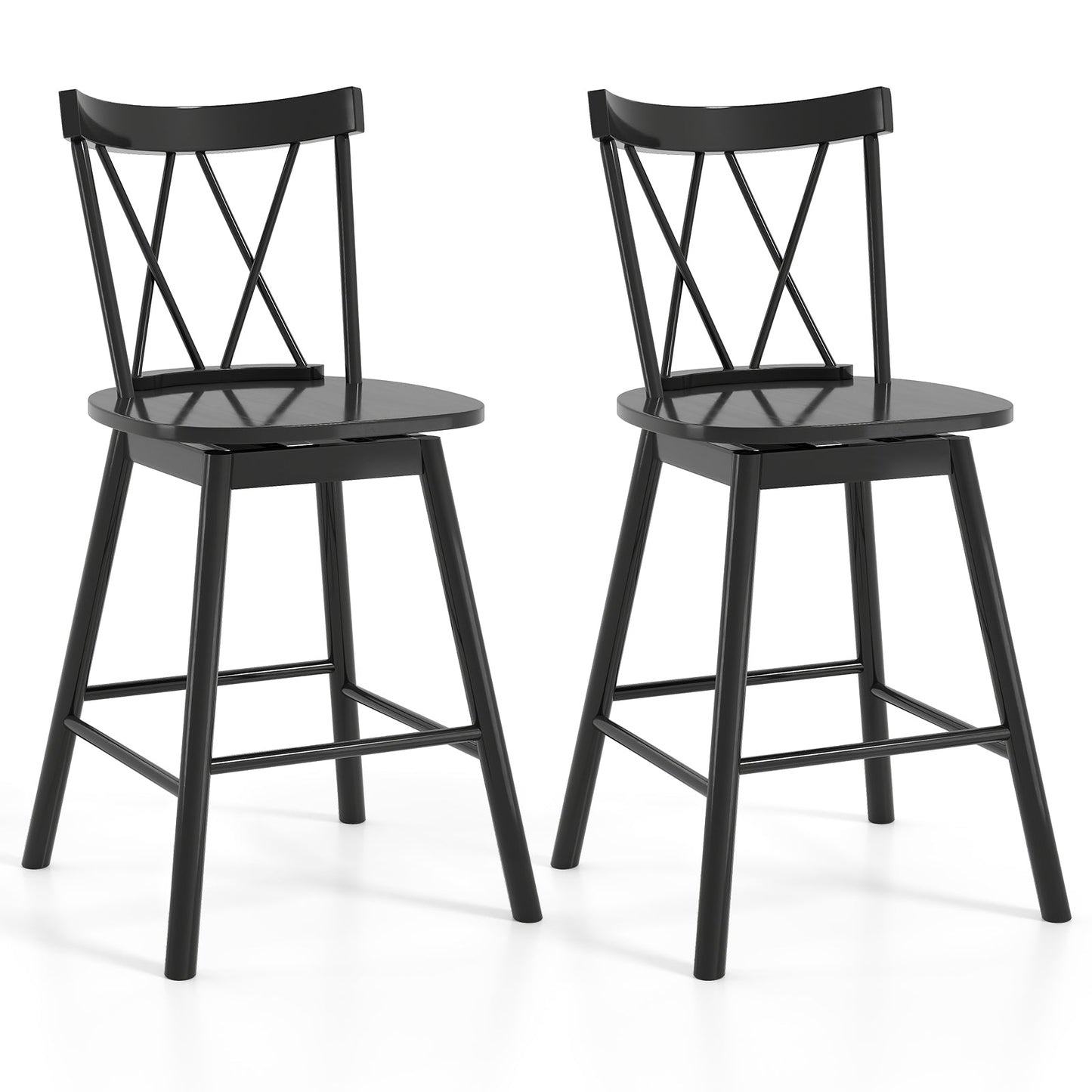 Set of 2 Windsor Bar Stool with Ergonomic Backrest and Footrests