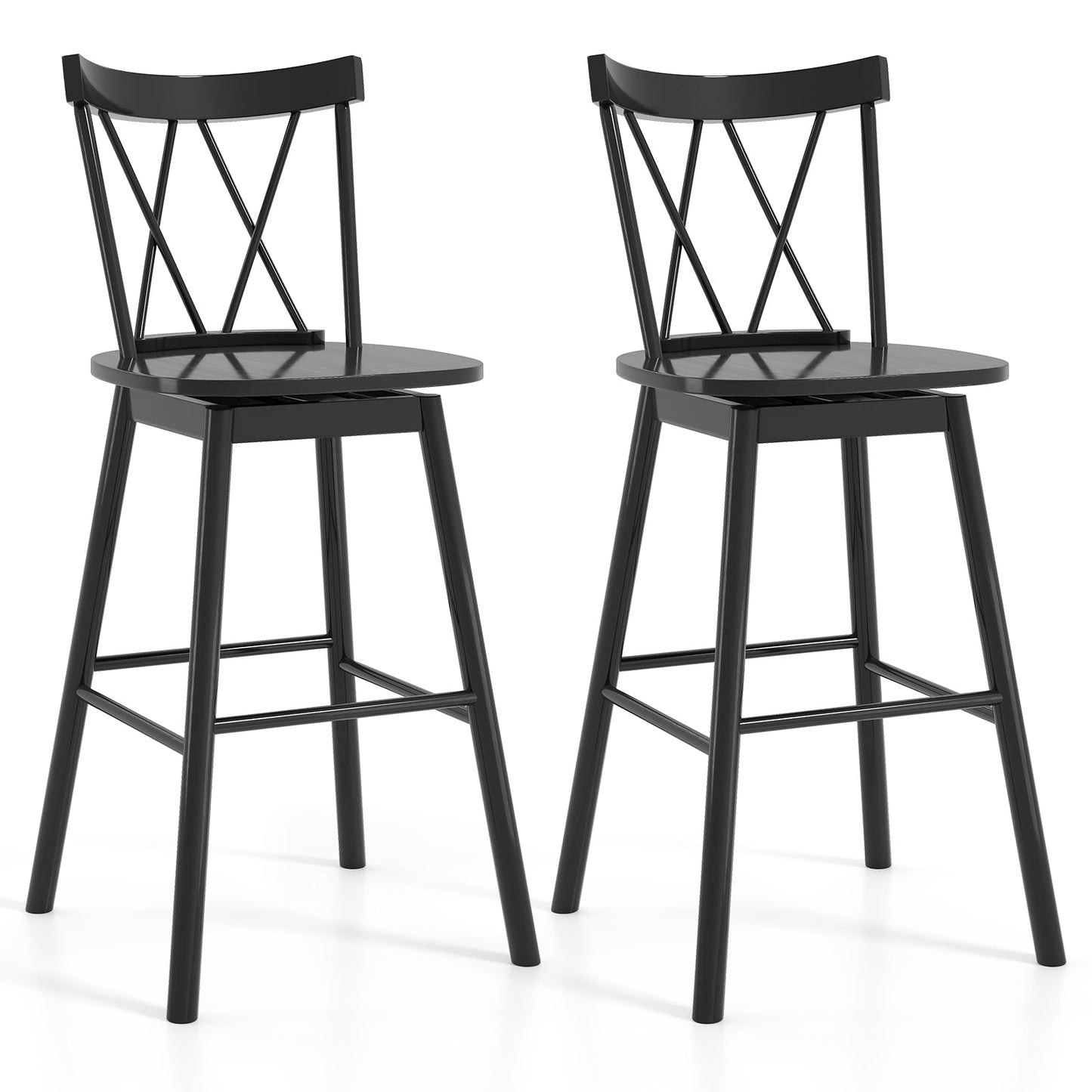 Set of 2 Windsor Bar Stool with Ergonomic Backrest and Footrests